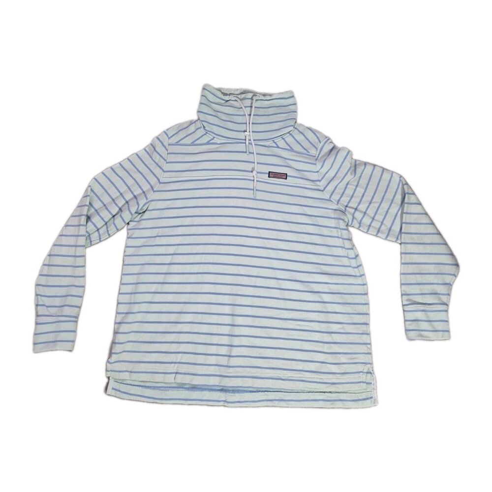 Vineyard Vines Blue Stripe Funnel Neck Pullover Sweatshirt Womens XL GUC